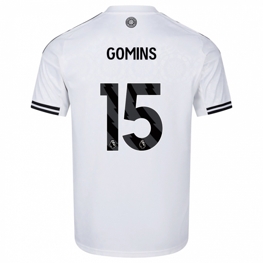 גברים Markuss Gomins #15 לבן שחור ג'רזי ביתית 2025/26 חולצה קצרה