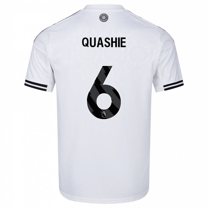 גברים Jayden Quashie #6 לבן שחור ג'רזי ביתית 2025/26 חולצה קצרה