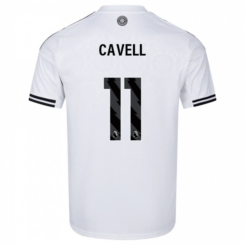 גברים Tarrell Cavell #11 לבן שחור ג'רזי ביתית 2025/26 חולצה קצרה