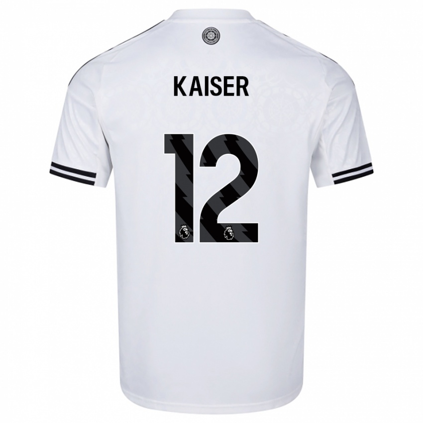 גברים Dino Kaiser #12 לבן שחור ג'רזי ביתית 2025/26 חולצה קצרה