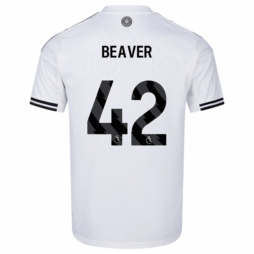 גברים Cat Beaver #42 לבן שחור ג'רזי ביתית 2025/26 חולצה קצרה