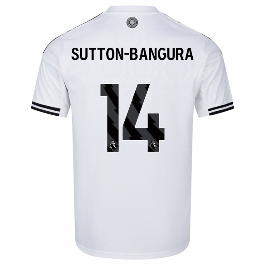 גברים William Sutton-Bangura #14 לבן שחור ג'רזי ביתית 2025/26 חולצה קצרה