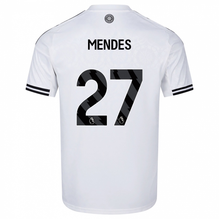 גברים Megalie Mendes #27 לבן שחור ג'רזי ביתית 2025/26 חולצה קצרה