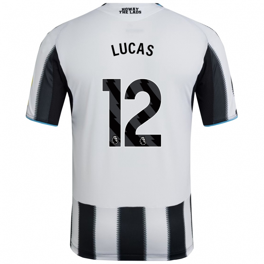 גברים Kayden Lucas #12 שחור לבן ג'רזי ביתית 2025/26 חולצה קצרה