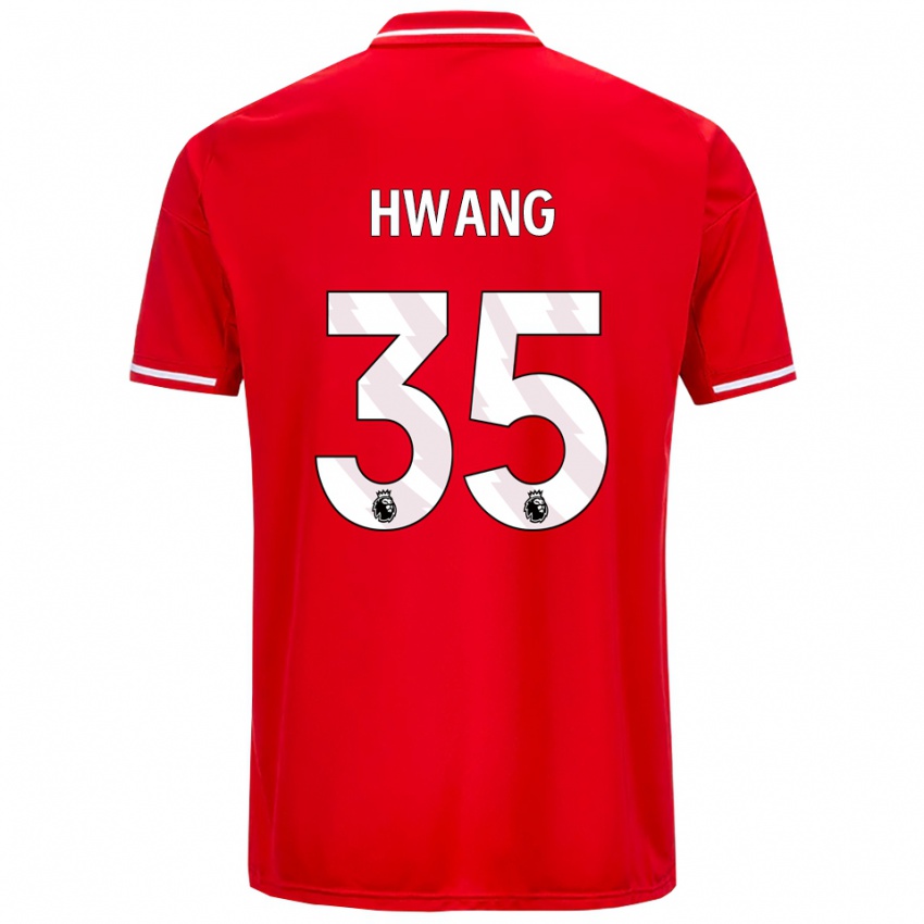 גברים הוואנג אוי-ג'ו #35 אדום לבן ג'רזי ביתית 2025/26 חולצה קצרה