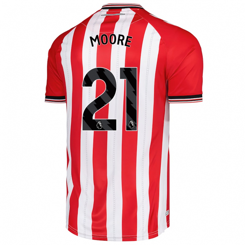 גברים סיימון מור #21 אדום לבן ג'רזי ביתית 2025/26 חולצה קצרה