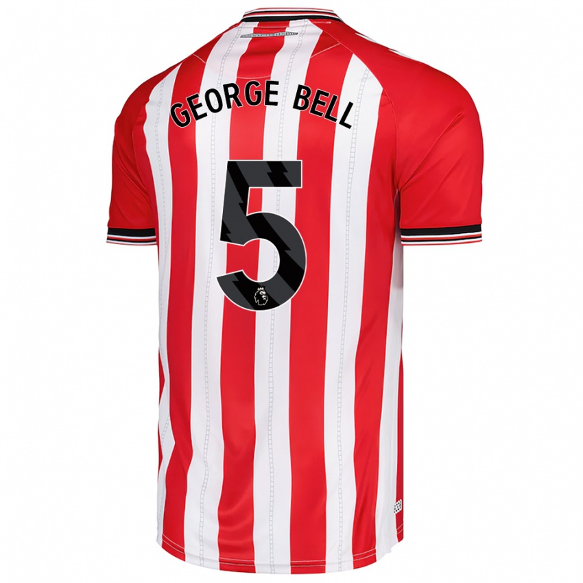 גברים George Bell #5 אדום לבן ג'רזי ביתית 2025/26 חולצה קצרה
