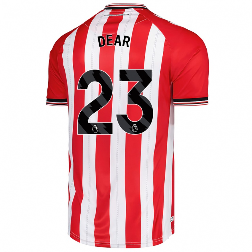 גברים ג'נה דיר #23 אדום לבן ג'רזי ביתית 2025/26 חולצה קצרה