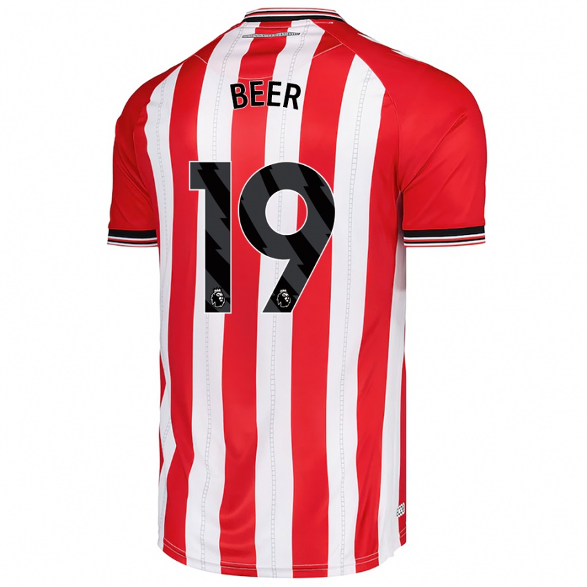 גברים מייגן ביר #19 אדום לבן ג'רזי ביתית 2025/26 חולצה קצרה