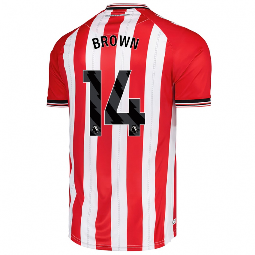 גברים Jay Brown #14 אדום לבן ג'רזי ביתית 2025/26 חולצה קצרה