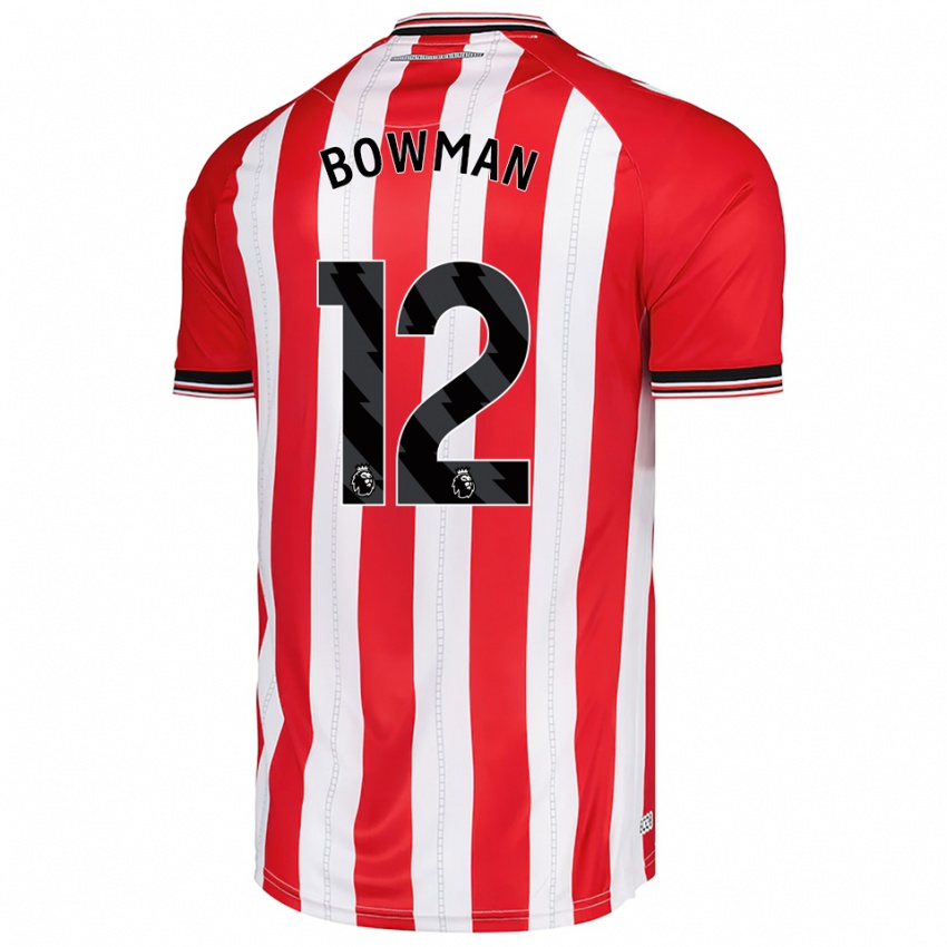 גברים Arron Bowman #12 אדום לבן ג'רזי ביתית 2025/26 חולצה קצרה
