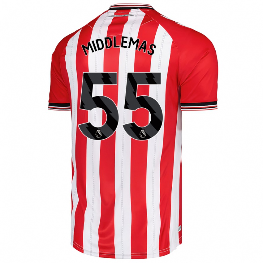 גברים בן מידמס #55 אדום לבן ג'רזי ביתית 2025/26 חולצה קצרה