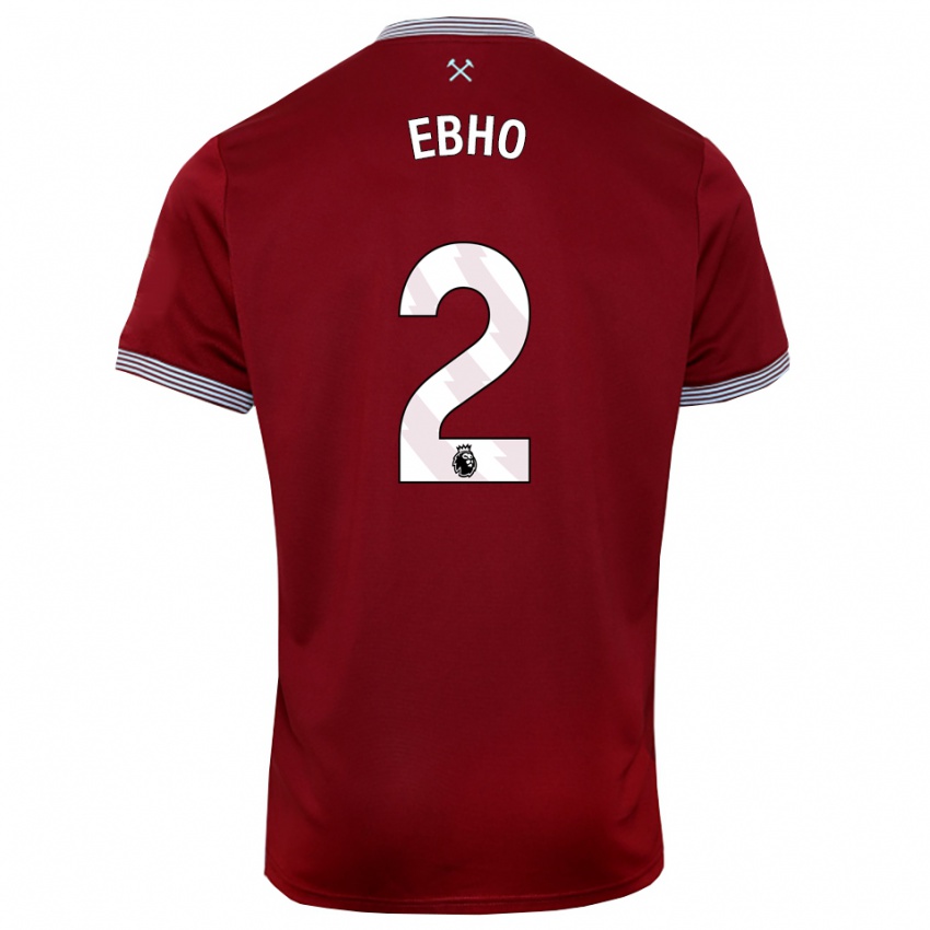 גברים Riley Ebho #2 בורדו לבן ג'רזי ביתית 2025/26 חולצה קצרה