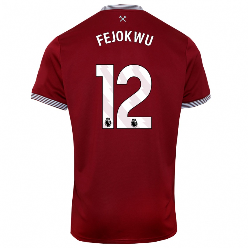 גברים Emmanuel Fejokwu #12 בורדו לבן ג'רזי ביתית 2025/26 חולצה קצרה