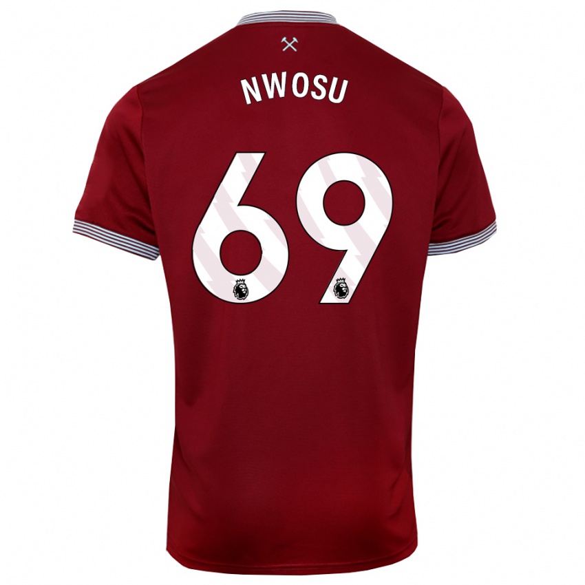 גברים Chinaza Nwosu #69 בורדו לבן ג'רזי ביתית 2025/26 חולצה קצרה