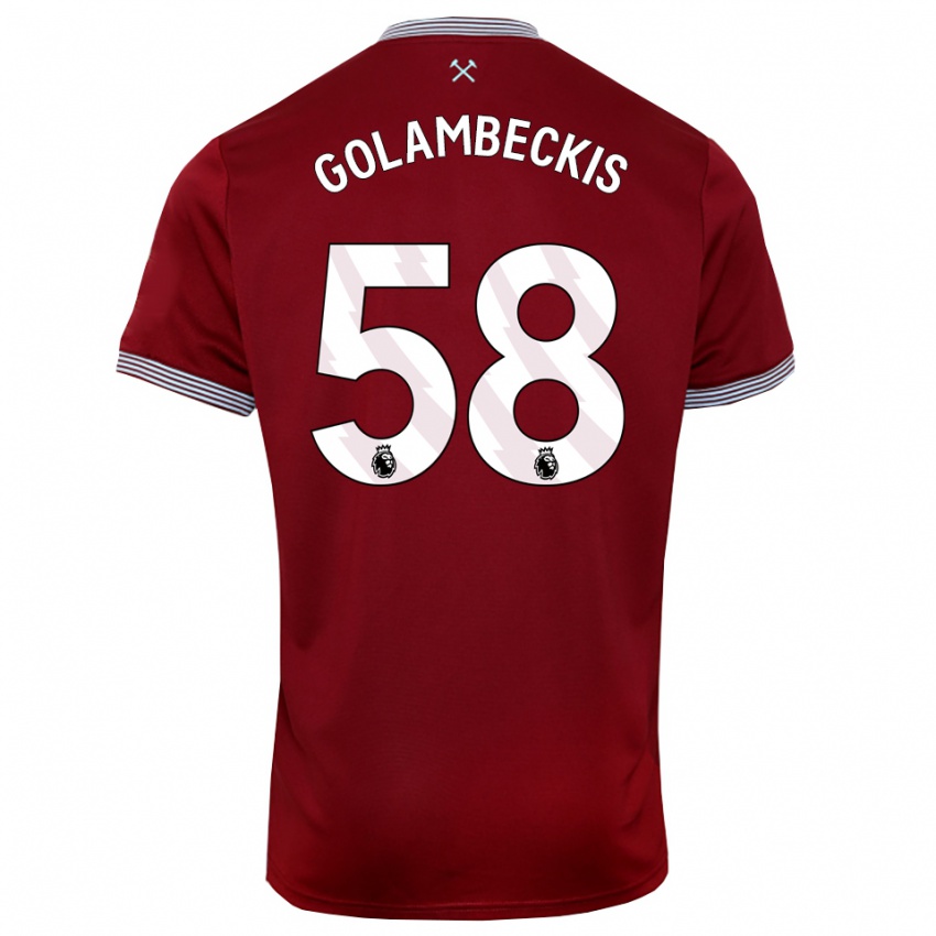 גברים Airidas Golambeckis #58 בורדו לבן ג'רזי ביתית 2025/26 חולצה קצרה