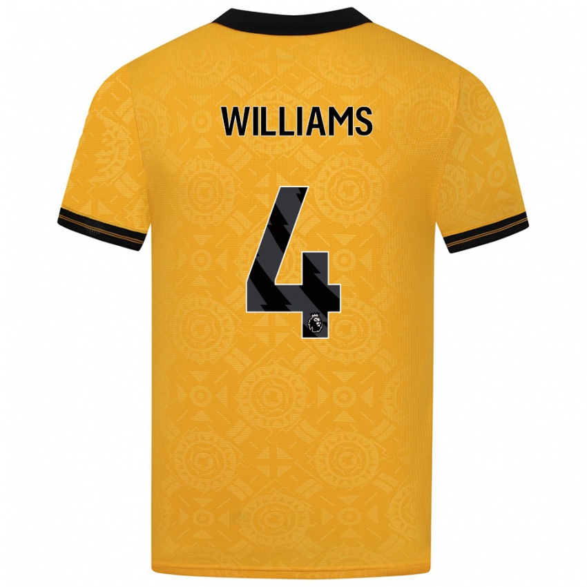 גברים Ashton Williams #4 צהוב שחור ג'רזי ביתית 2025/26 חולצה קצרה