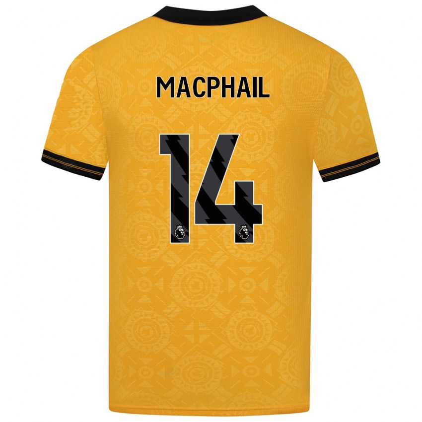 גברים Martha Macphail #14 צהוב שחור ג'רזי ביתית 2025/26 חולצה קצרה