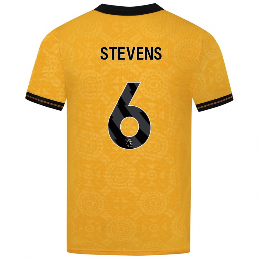 גברים Mason Stevens #6 צהוב שחור ג'רזי ביתית 2025/26 חולצה קצרה