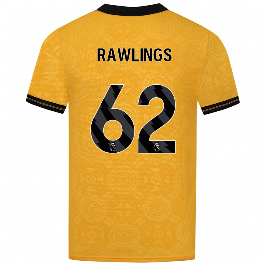 גברים Luke Rawlings #62 צהוב שחור ג'רזי ביתית 2025/26 חולצה קצרה