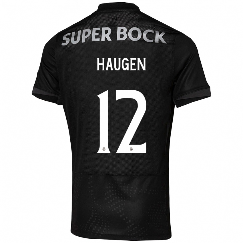 גברים Madison Haugen #12 שחור לבן הרחק ג'רזי 2025/26 חולצה קצרה