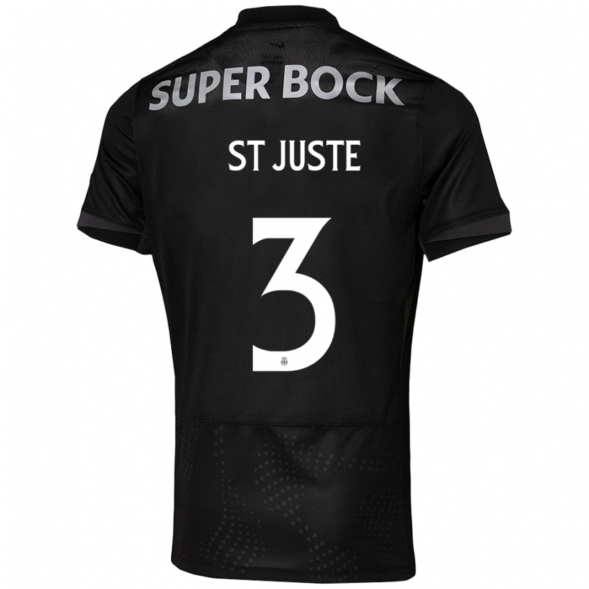 גברים ג'רמייה סנט ג'וסט #3 שחור לבן הרחק ג'רזי 2025/26 חולצה קצרה