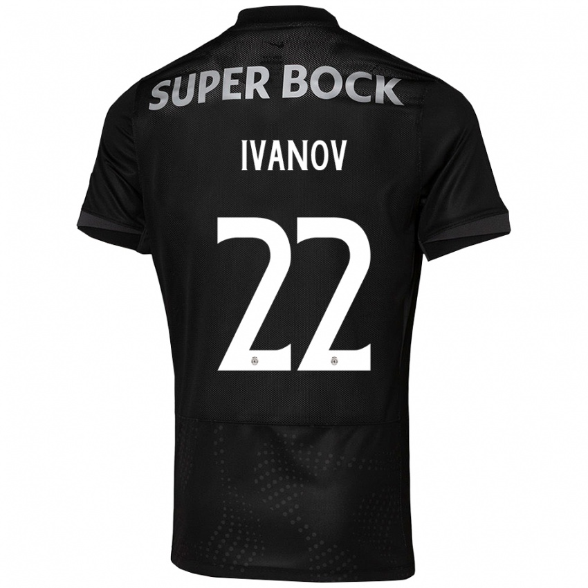 גברים דוד איבנוב #22 שחור לבן הרחק ג'רזי 2025/26 חולצה קצרה