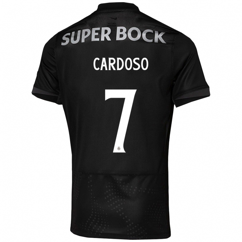 גברים Paulo Cardoso #7 שחור לבן הרחק ג'רזי 2025/26 חולצה קצרה