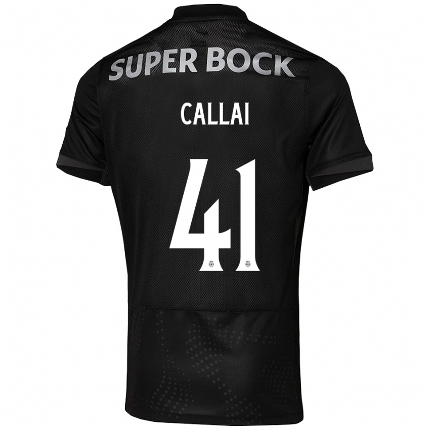 גברים Diego Callai #41 שחור לבן הרחק ג'רזי 2025/26 חולצה קצרה