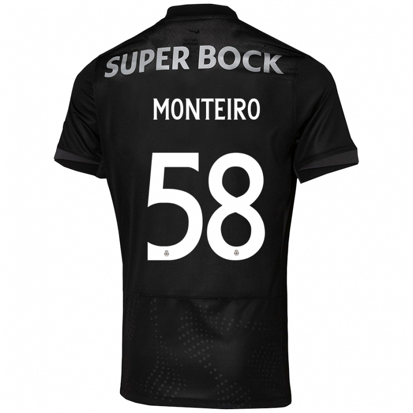 גברים David Monteiro #58 שחור לבן הרחק ג'רזי 2025/26 חולצה קצרה