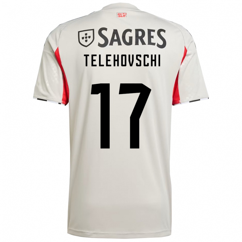 גברים Dinis Telehovschi #17 לבן מלוכלך אדום הרחק ג'רזי 2025/26 חולצה קצרה