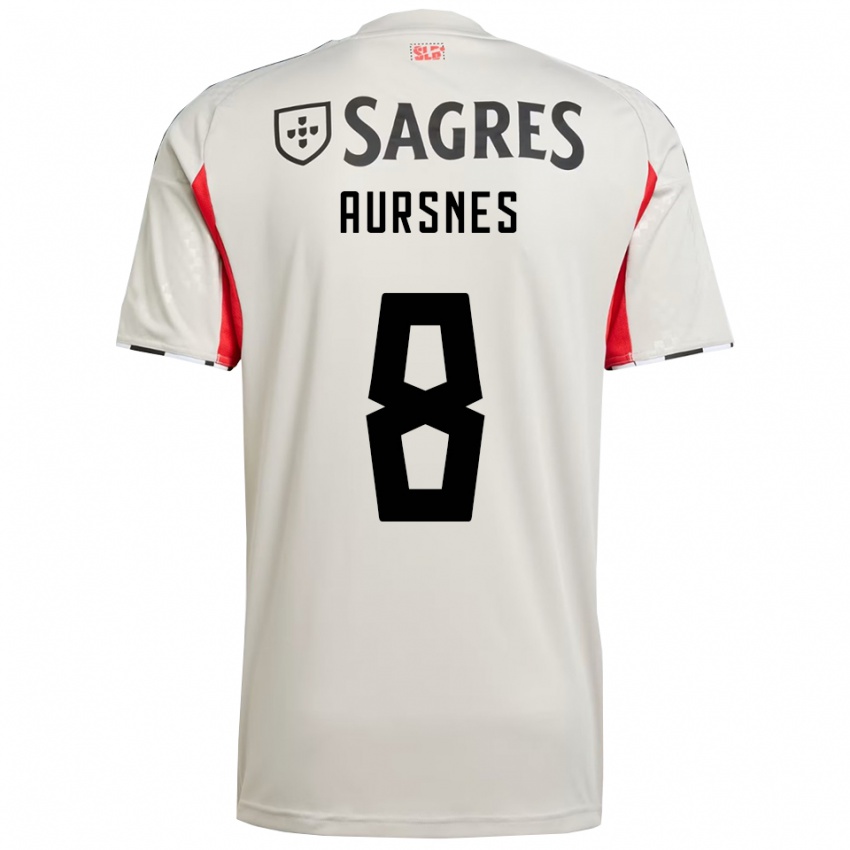 גברים Fredrik Aursnes #8 לבן מלוכלך אדום הרחק ג'רזי 2025/26 חולצה קצרה