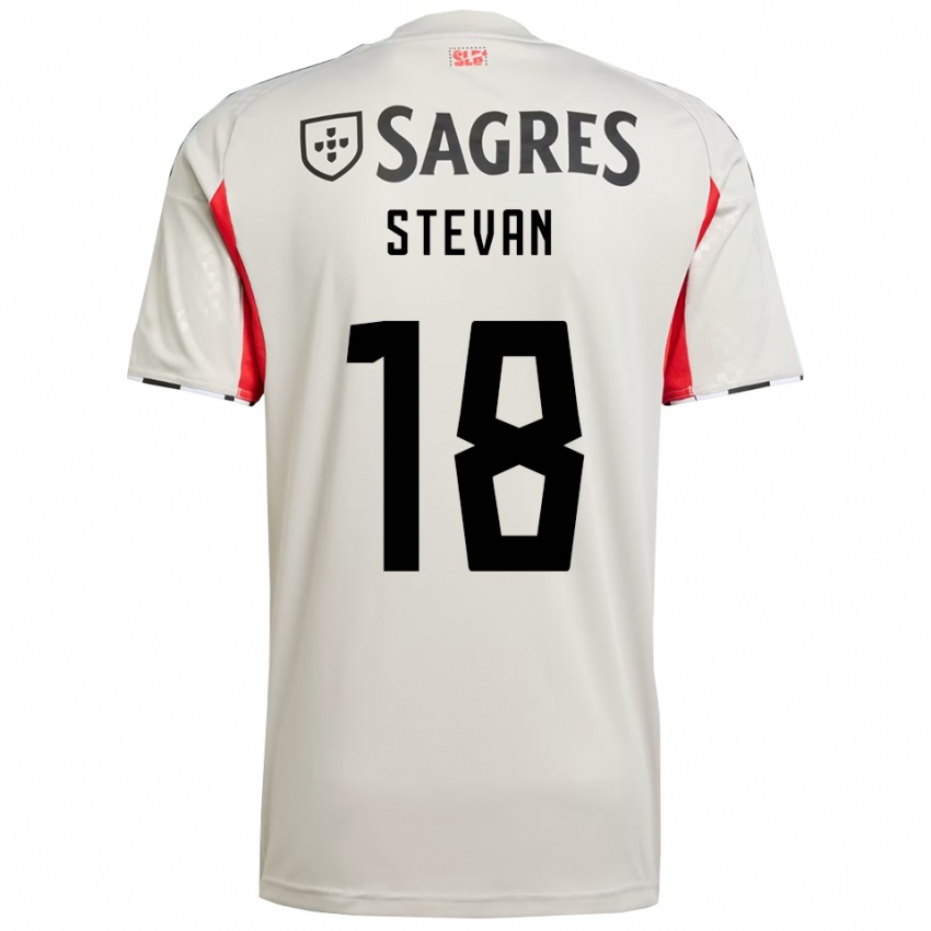 גברים Stevan #18 לבן מלוכלך אדום הרחק ג'רזי 2025/26 חולצה קצרה