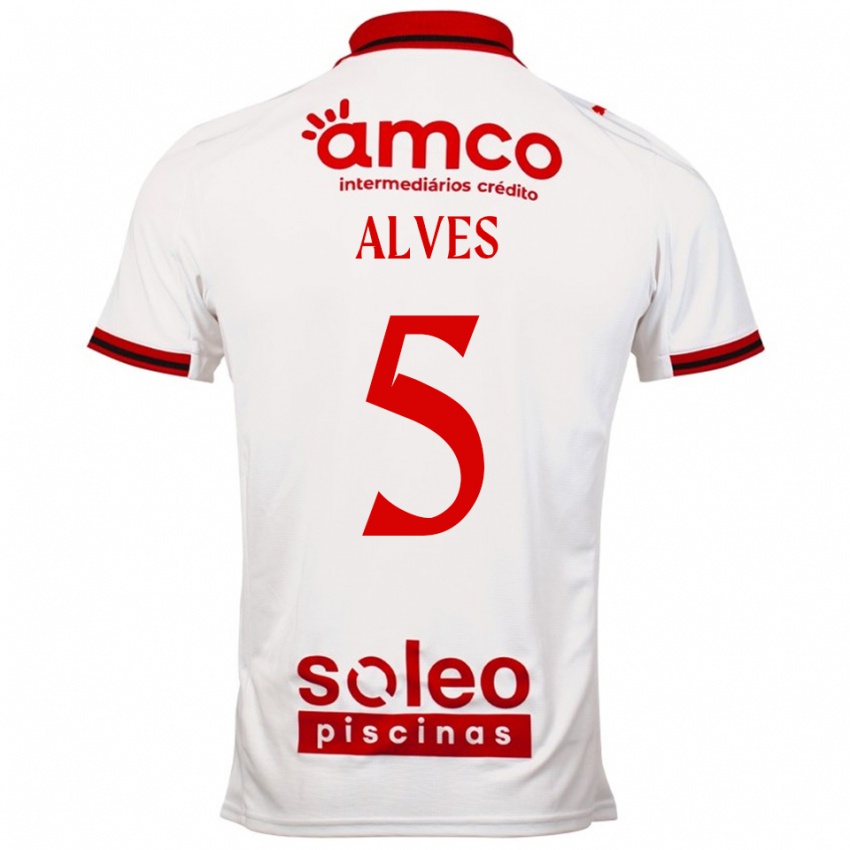 גברים Eduardo Alves #5 לבן אדום הרחק ג'רזי 2025/26 חולצה קצרה