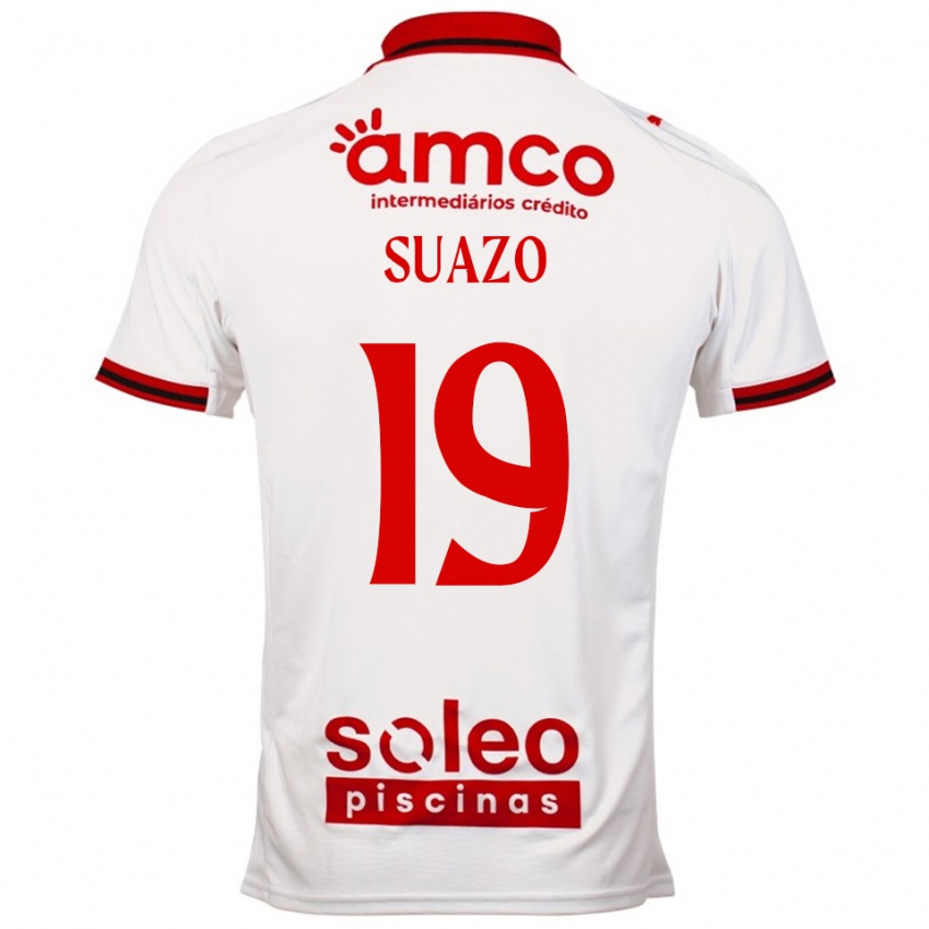 גברים Luis Suazo #19 לבן אדום הרחק ג'רזי 2025/26 חולצה קצרה