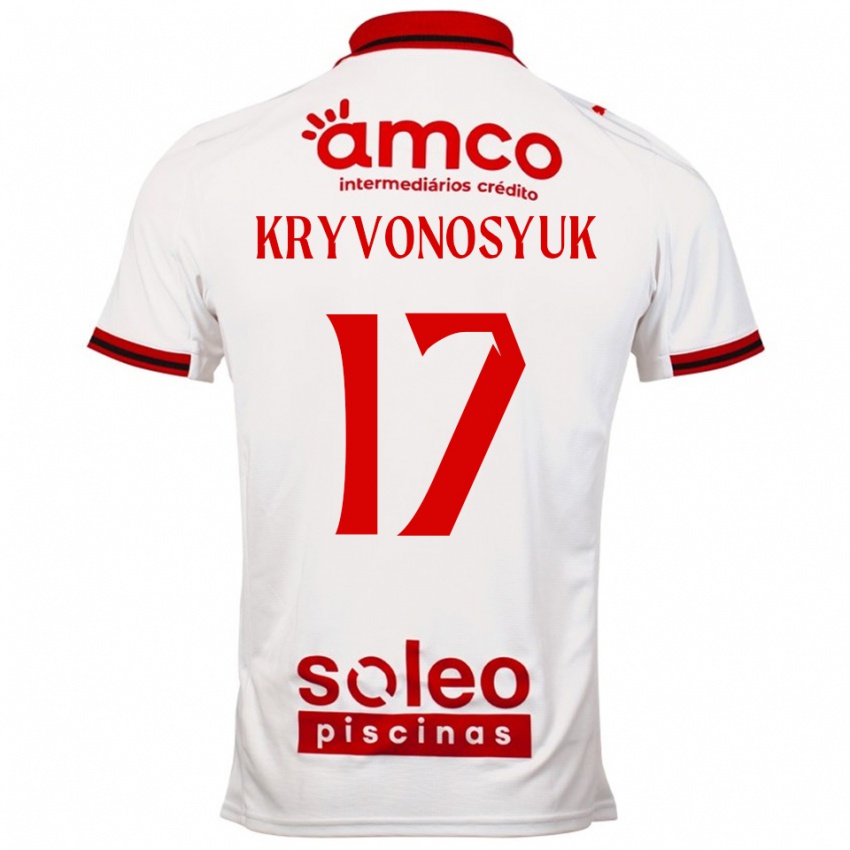 גברים Leonardo Kryvonosyuk #17 לבן אדום הרחק ג'רזי 2025/26 חולצה קצרה