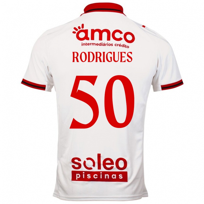 גברים Diego Rodrigues #50 לבן אדום הרחק ג'רזי 2025/26 חולצה קצרה