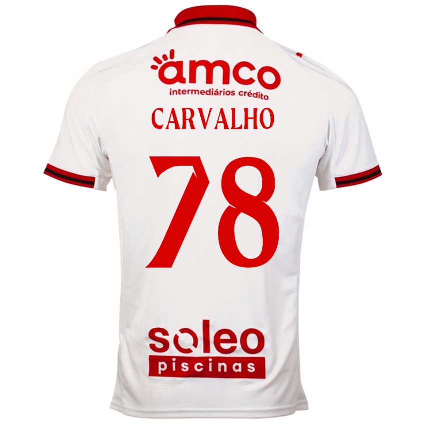 גברים João Carvalho #78 לבן אדום הרחק ג'רזי 2025/26 חולצה קצרה