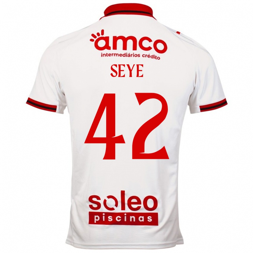 גברים Modou Seye #42 לבן אדום הרחק ג'רזי 2025/26 חולצה קצרה