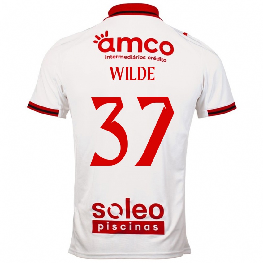 גברים Manjou Wilde #37 לבן אדום הרחק ג'רזי 2025/26 חולצה קצרה