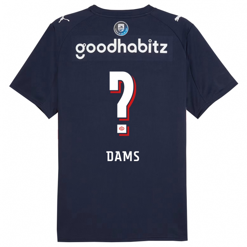 גברים Matteo Dams #0 נייבי לבן הרחק ג'רזי 2025/26 חולצה קצרה