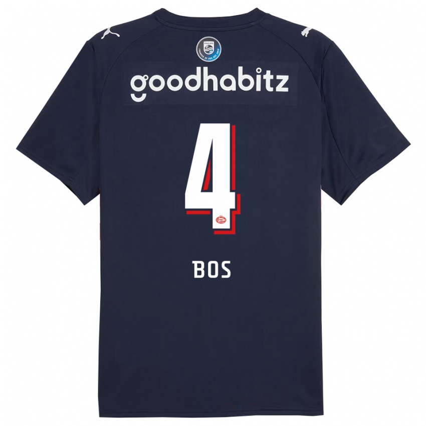 גברים Floris Bos #4 נייבי לבן הרחק ג'רזי 2025/26 חולצה קצרה