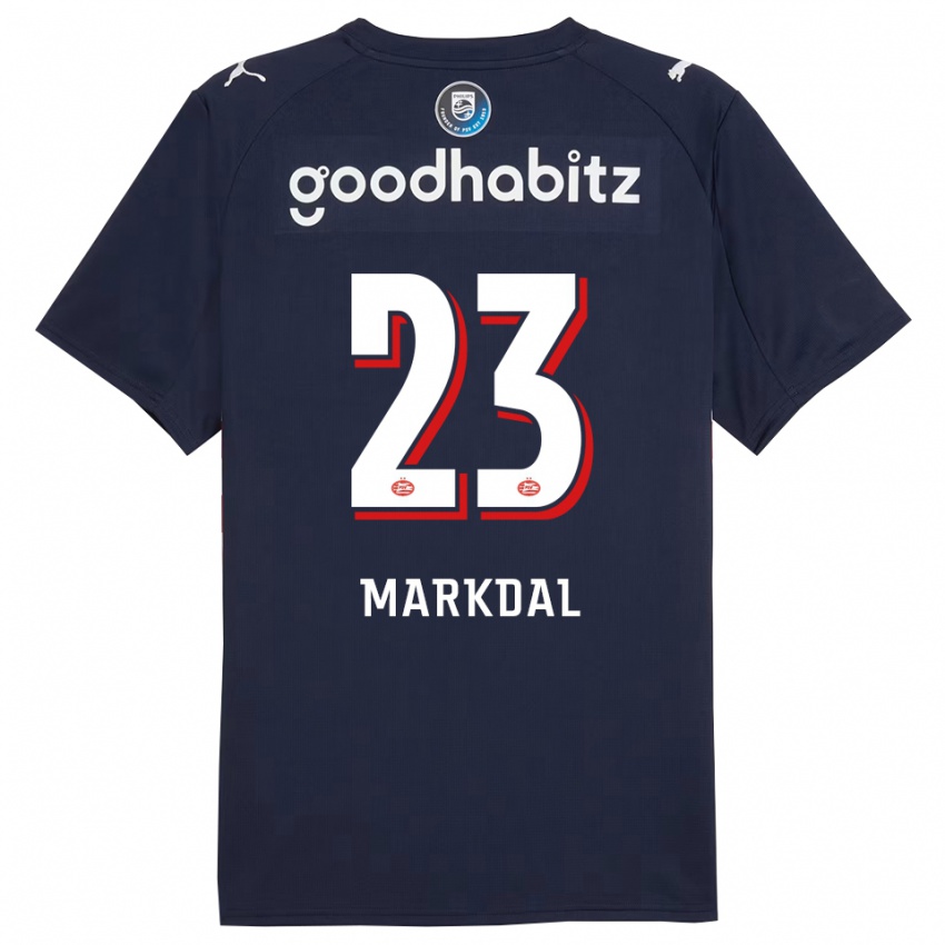 גברים Mikkel Markdal #23 נייבי לבן הרחק ג'רזי 2025/26 חולצה קצרה