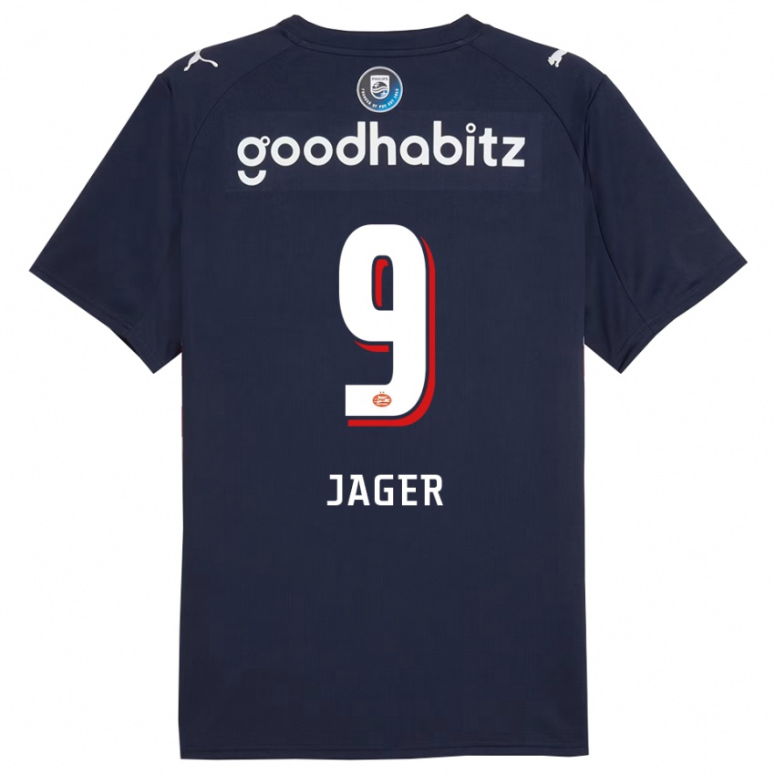 גברים Elvic Jager #9 נייבי לבן הרחק ג'רזי 2025/26 חולצה קצרה