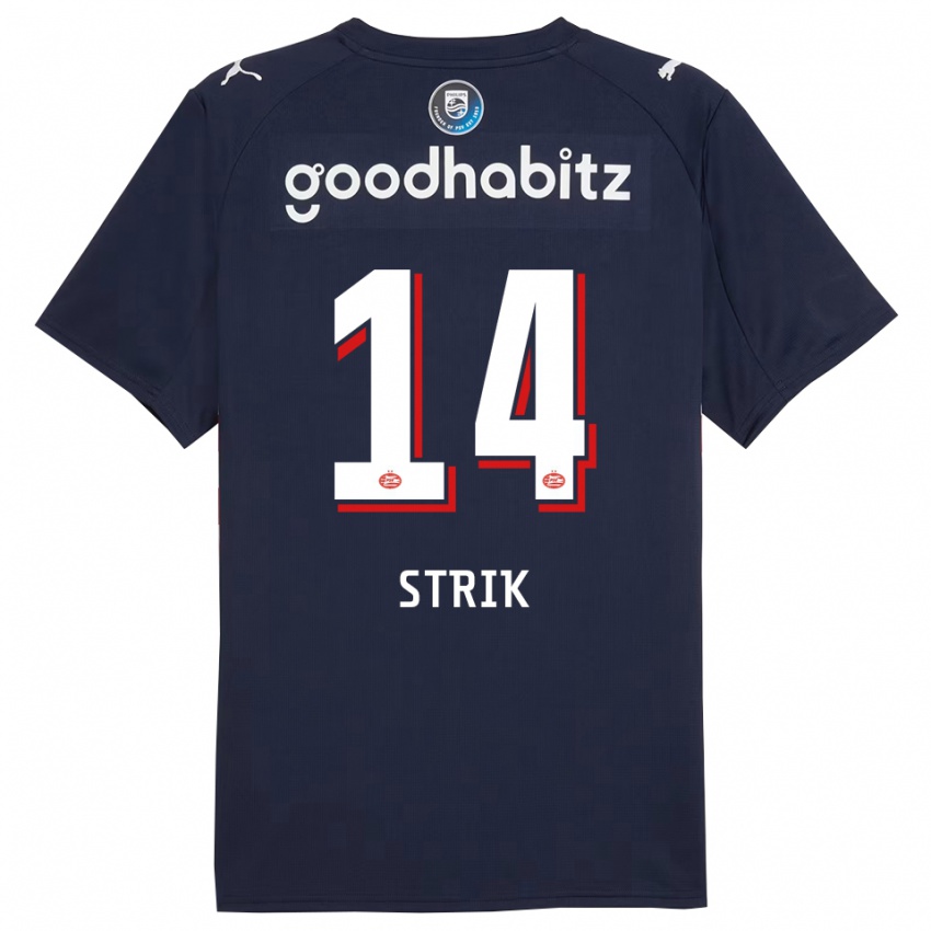 גברים לאורה סטריק #14 נייבי לבן הרחק ג'רזי 2025/26 חולצה קצרה