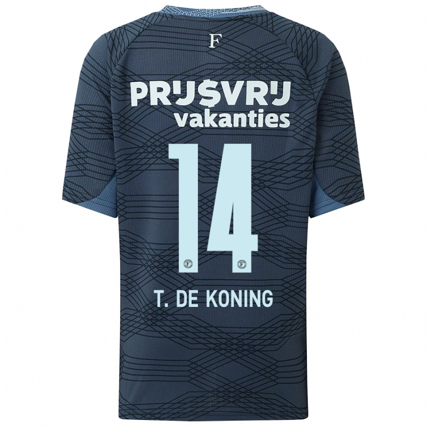 גברים Tim De Koning #14 שחור אפור הרחק ג'רזי 2025/26 חולצה קצרה