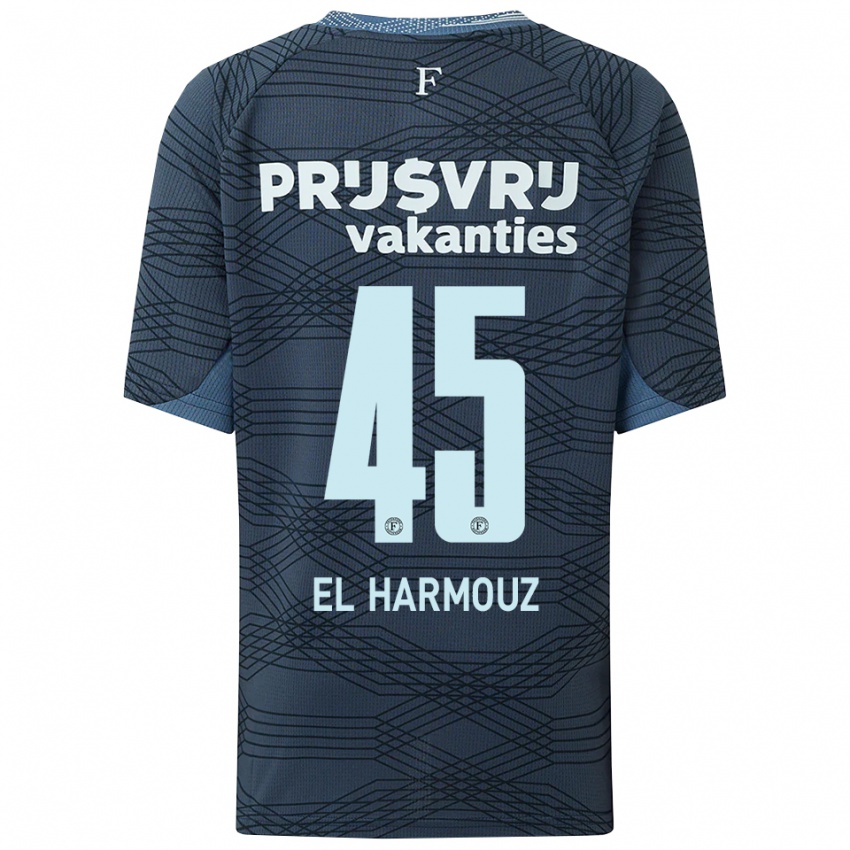 גברים Nassim El Harmouz #45 שחור אפור הרחק ג'רזי 2025/26 חולצה קצרה