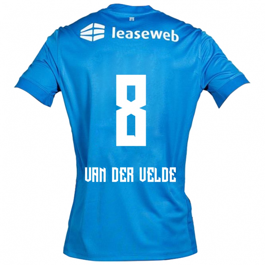 גברים Yordi Van Der Velde #8 כחול לבן הרחק ג'רזי 2025/26 חולצה קצרה