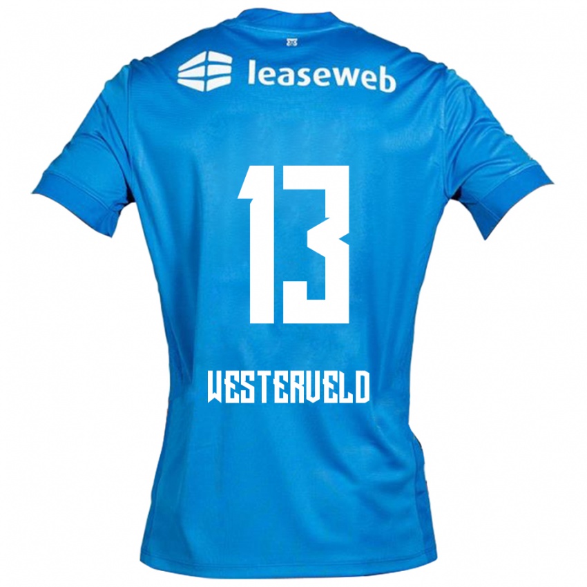 גברים Sem Westerveld #13 כחול לבן הרחק ג'רזי 2025/26 חולצה קצרה