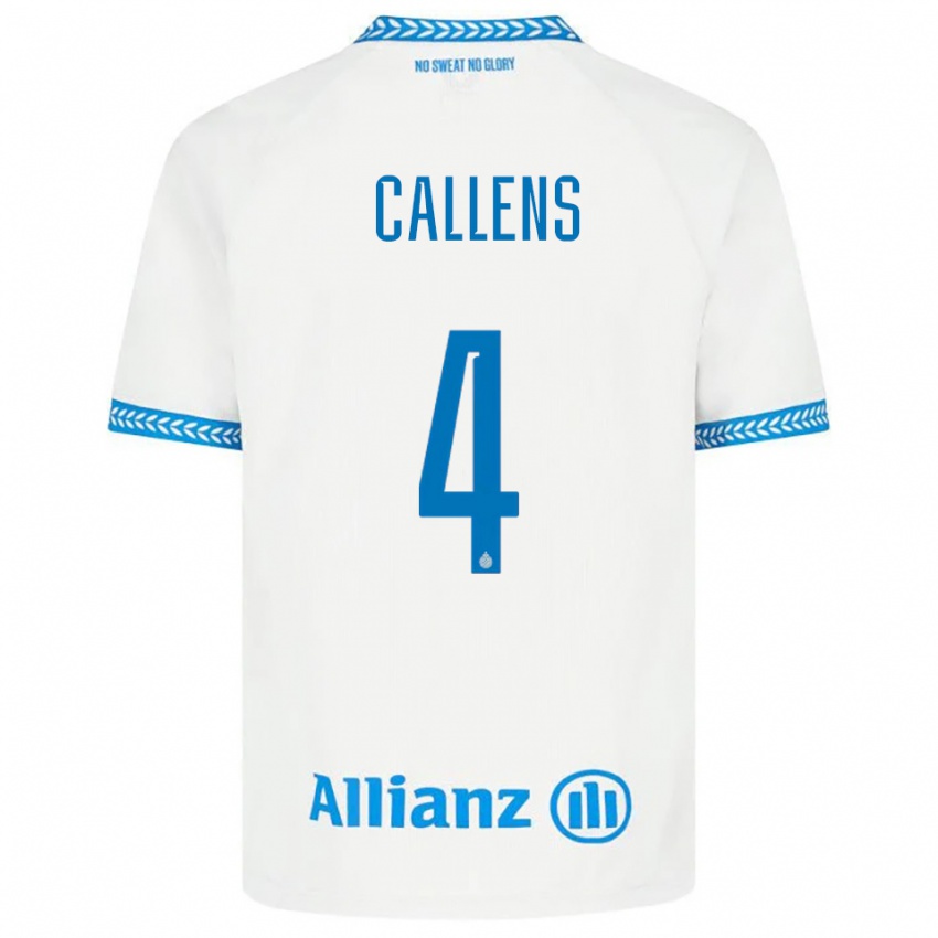 גברים Emiel Callens #4 כחול לבן הרחק ג'רזי 2025/26 חולצה קצרה